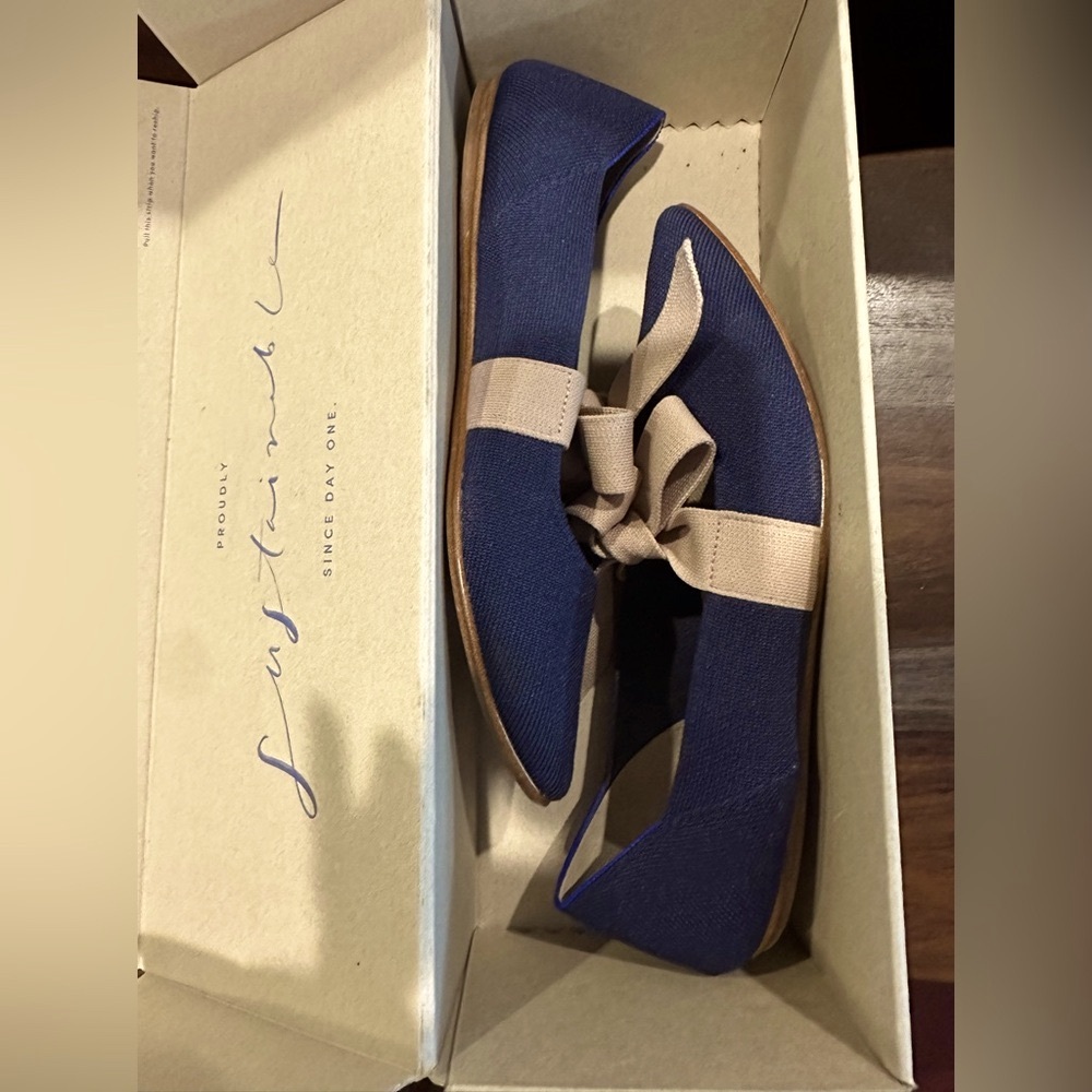 💙Rothy's💙 Sapphire/blue pointy toe Mary Jane flats with adjustable bow Sz 9.5🥿 - Picture 3 of 7